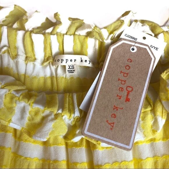 Copper Key Crop Top Yellow, White Stripe XS NWT - Picture 4 of 5
